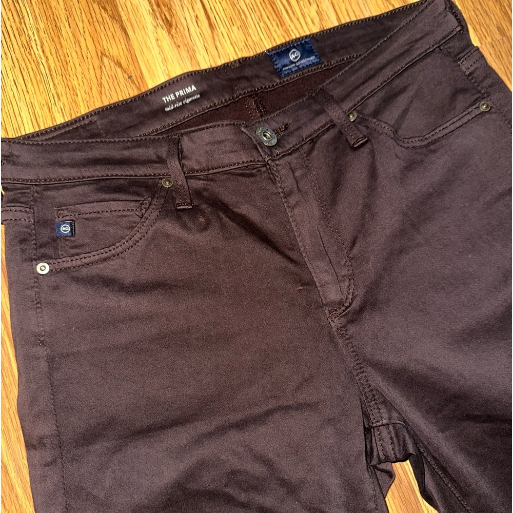 AG JEANS Prima Mid-Rise Cigarette Jeans in Dark Deep Brown Burgundy Size 27R - Picture 5 of 9